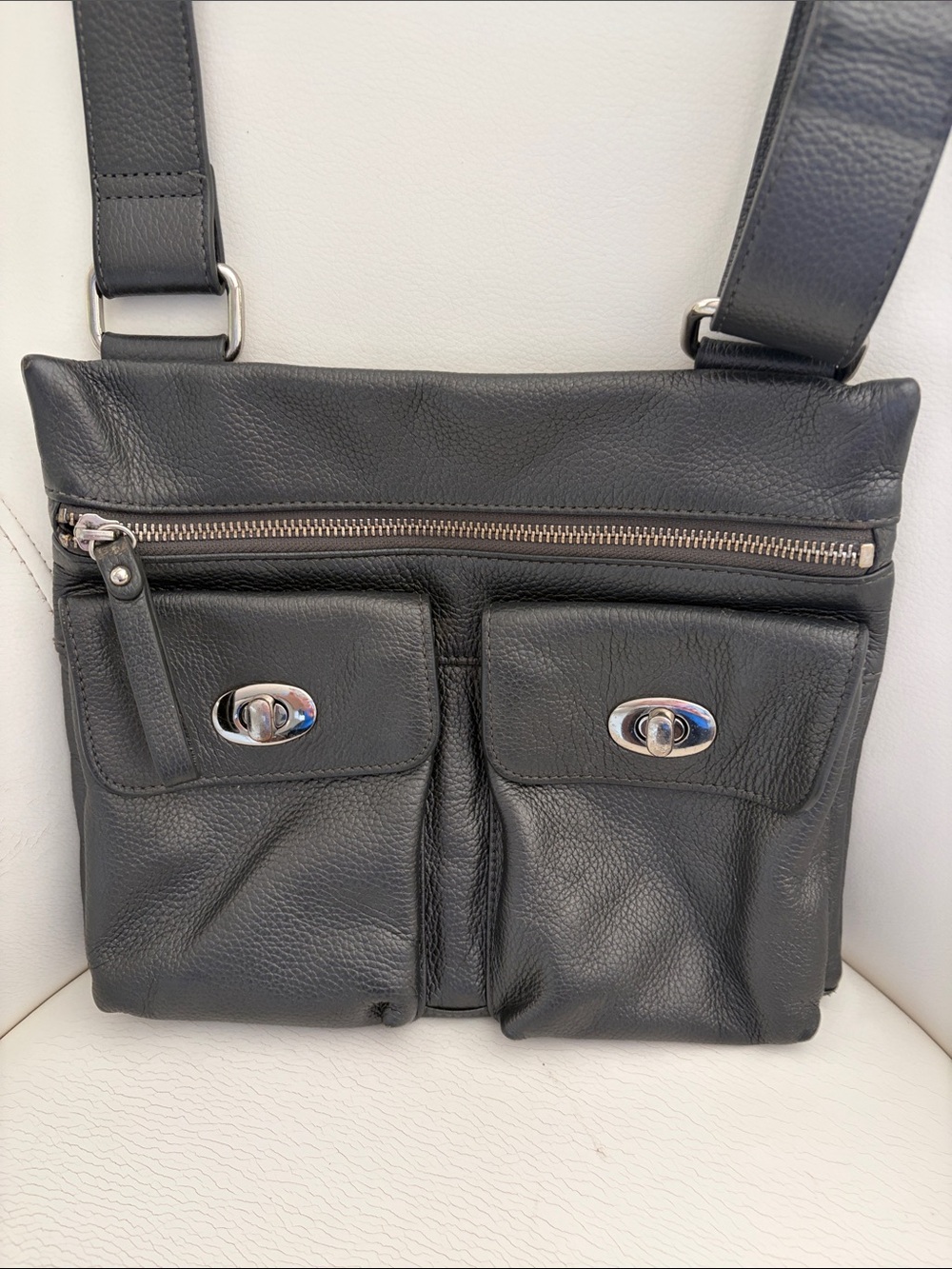Leather Crossbody Bag for women’s grey Danier leather